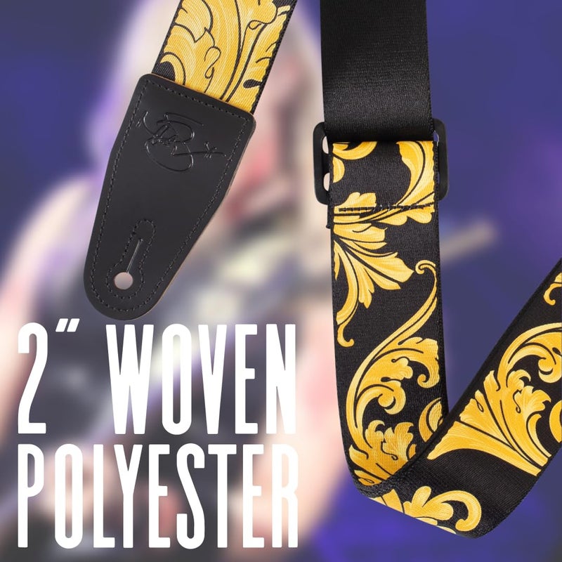 Levy's Leathers Nita Strauss Signature Series 2" Polyester Guitar Strap; Black and Gold Baroque Design (MNSP2-001) - Image 2